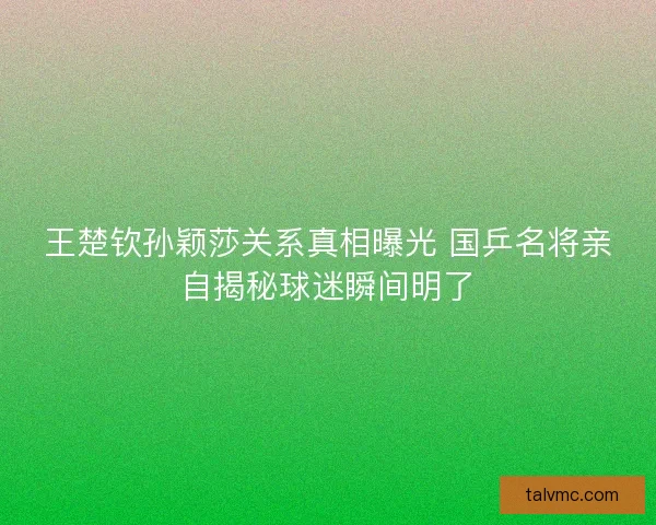 王楚钦孙颖莎关系真相曝光 国乒名将亲自揭秘球迷瞬间明了