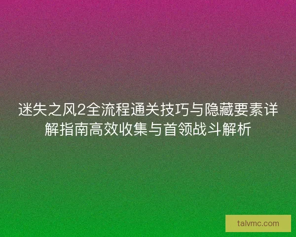 迷失之风2全流程通关技巧与隐藏要素详解指南高效收集与首领战斗解析