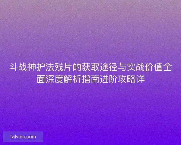 斗战神护法残片的获取途径与实战价值全面深度解析指南进阶攻略详