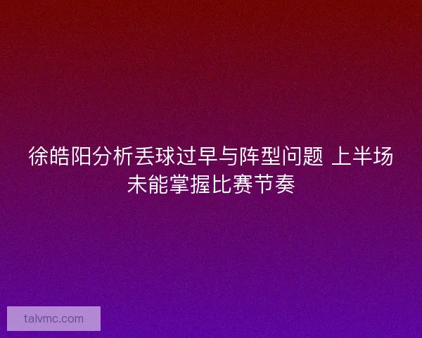 徐皓阳分析丢球过早与阵型问题 上半场未能掌握比赛节奏