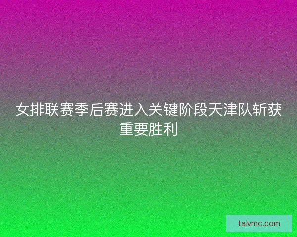 女排联赛季后赛进入关键阶段天津队斩获重要胜利